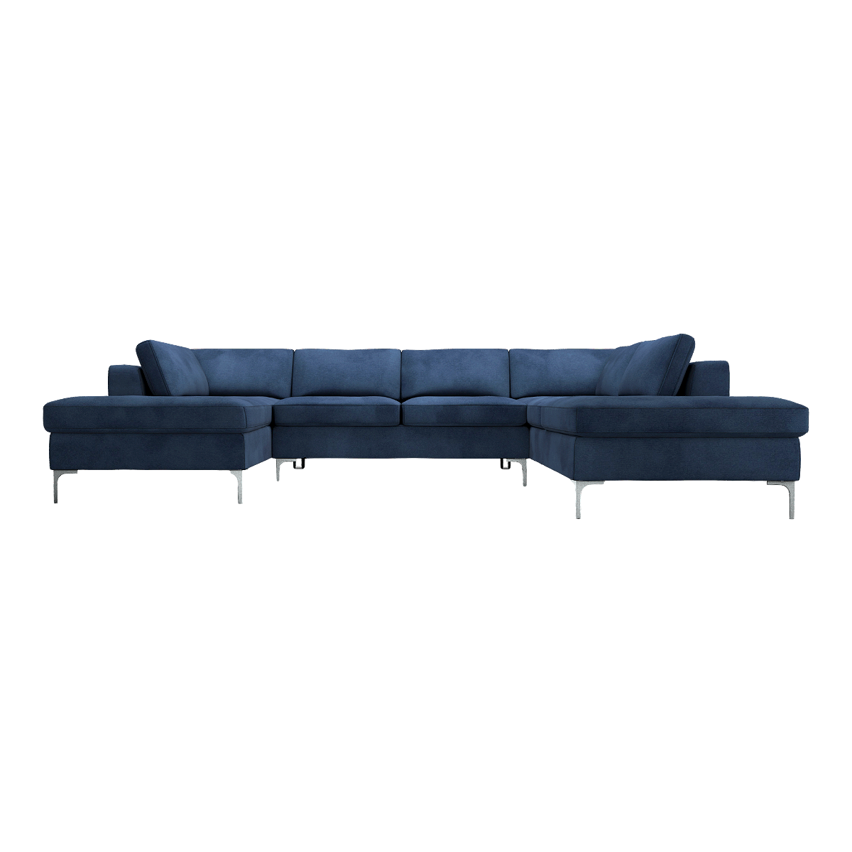 Modern Simple Italian-style dark blue Leather Soft Bag Large Apartment Multi-seat U-shaped Sofa
