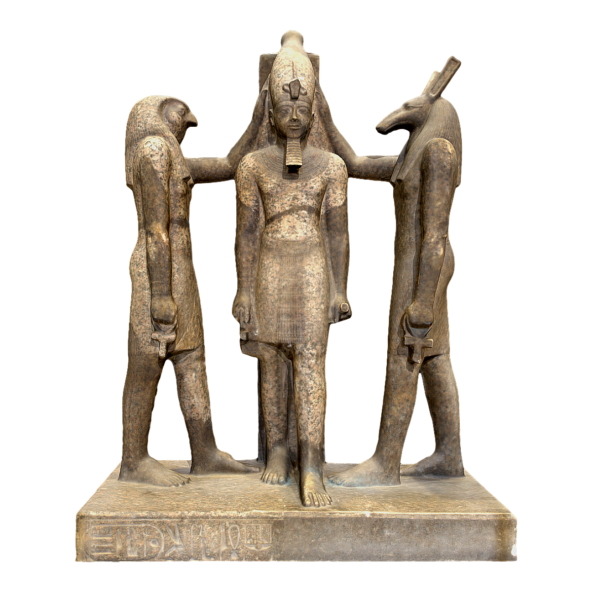Ancient Egyptian Ramses III with Statue of Horus and Seth