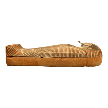 The wooden coffin of Pharaoh Kamosis in ancient Egypt