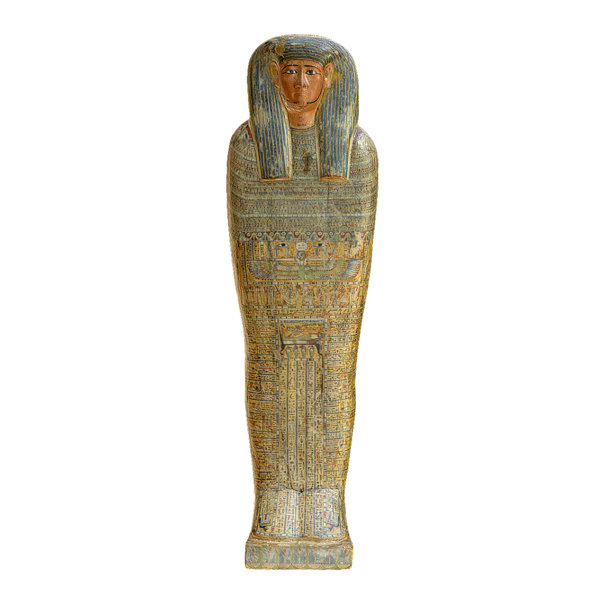 The human shaped coffin lid of the ancient Egyptian mummy Irthorru