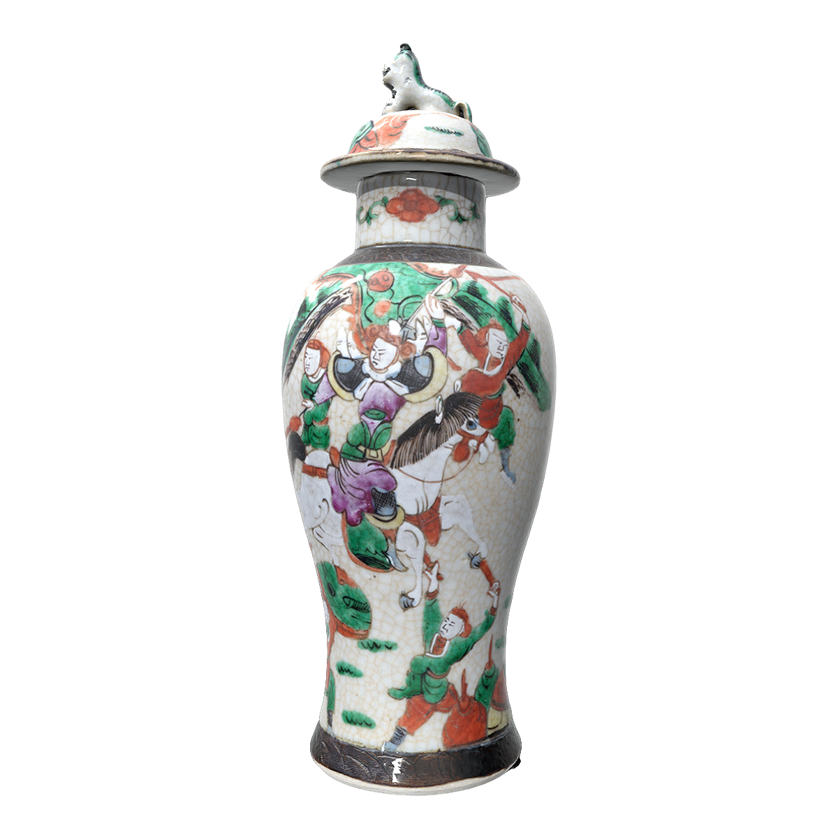 Qing Dynasty Ge glazed colorful character bottle