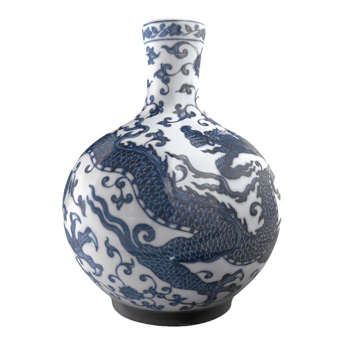 Ming Yongle Blue and White Cloud Dragon Pattern Tianqiu Vase, Hidden in the Palace Museum