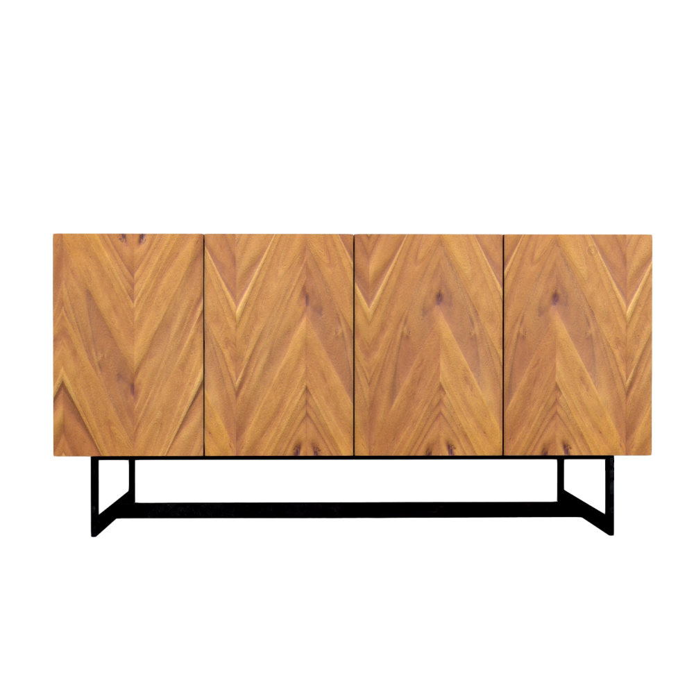 Chinese fir fish bone pattern TV cabinet