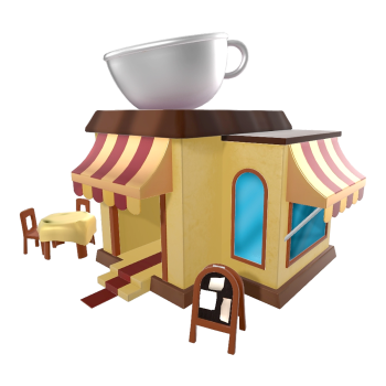 Cartoon style coffee shop 3D model