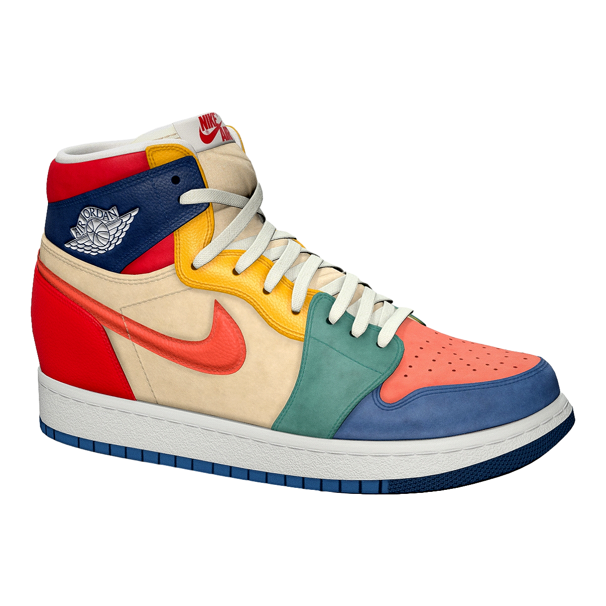 NIKE Air Jordan 1 Colorful Stitching Women's Basketball Shoes