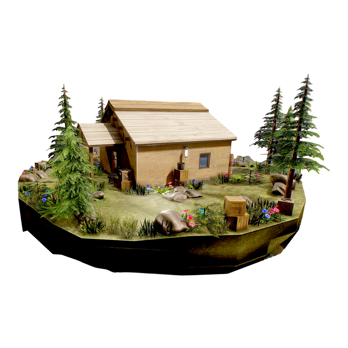 Realistic Country Cabin 3D Scene
