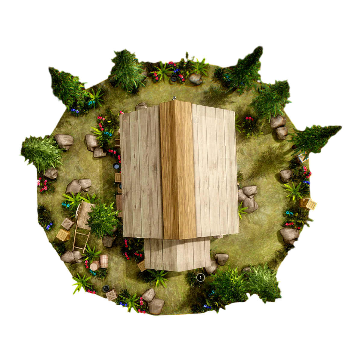 Realistic Country Cabin 3D Scene