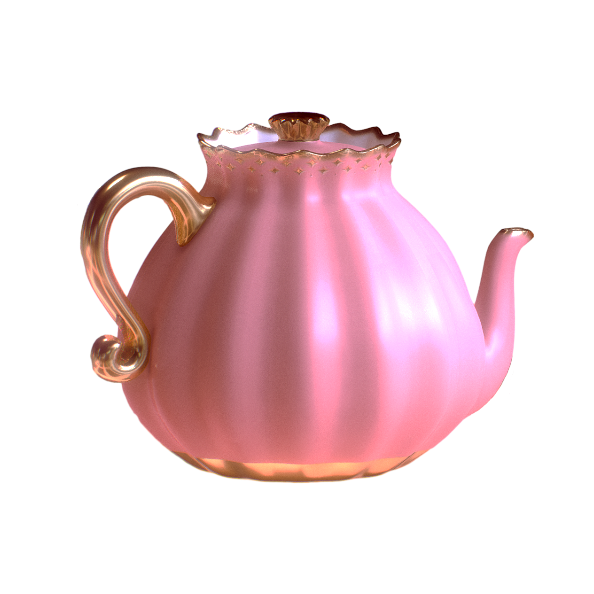 Pink ceramic tea set-teapot