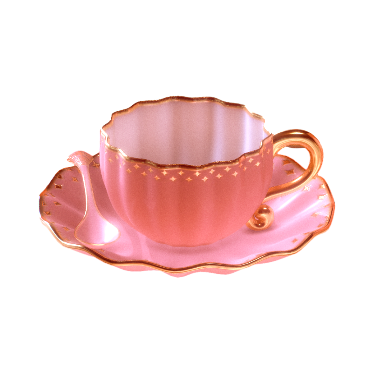 Pink ceramic tea set-teacup