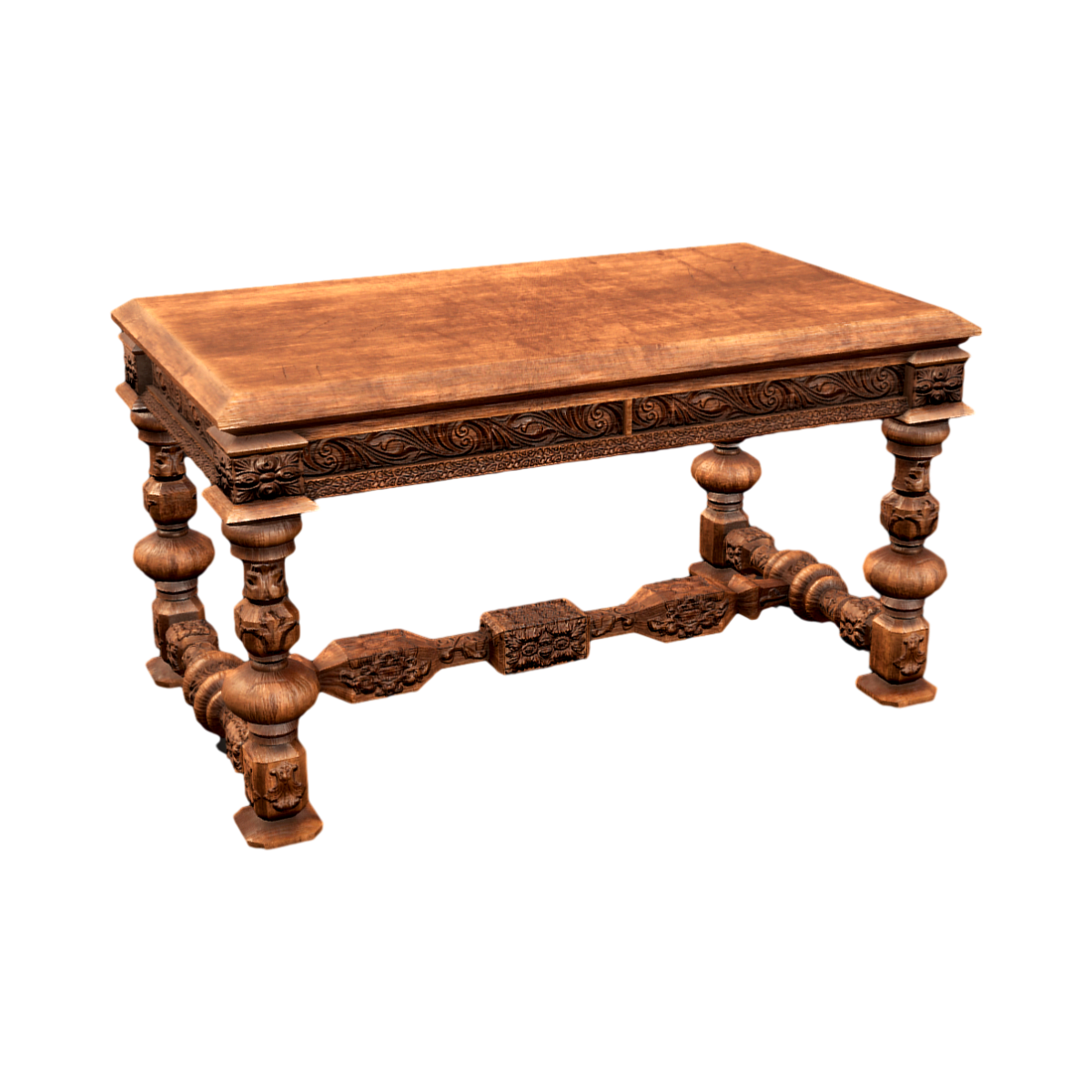European-style Red Solid Wood Carved Dining Table