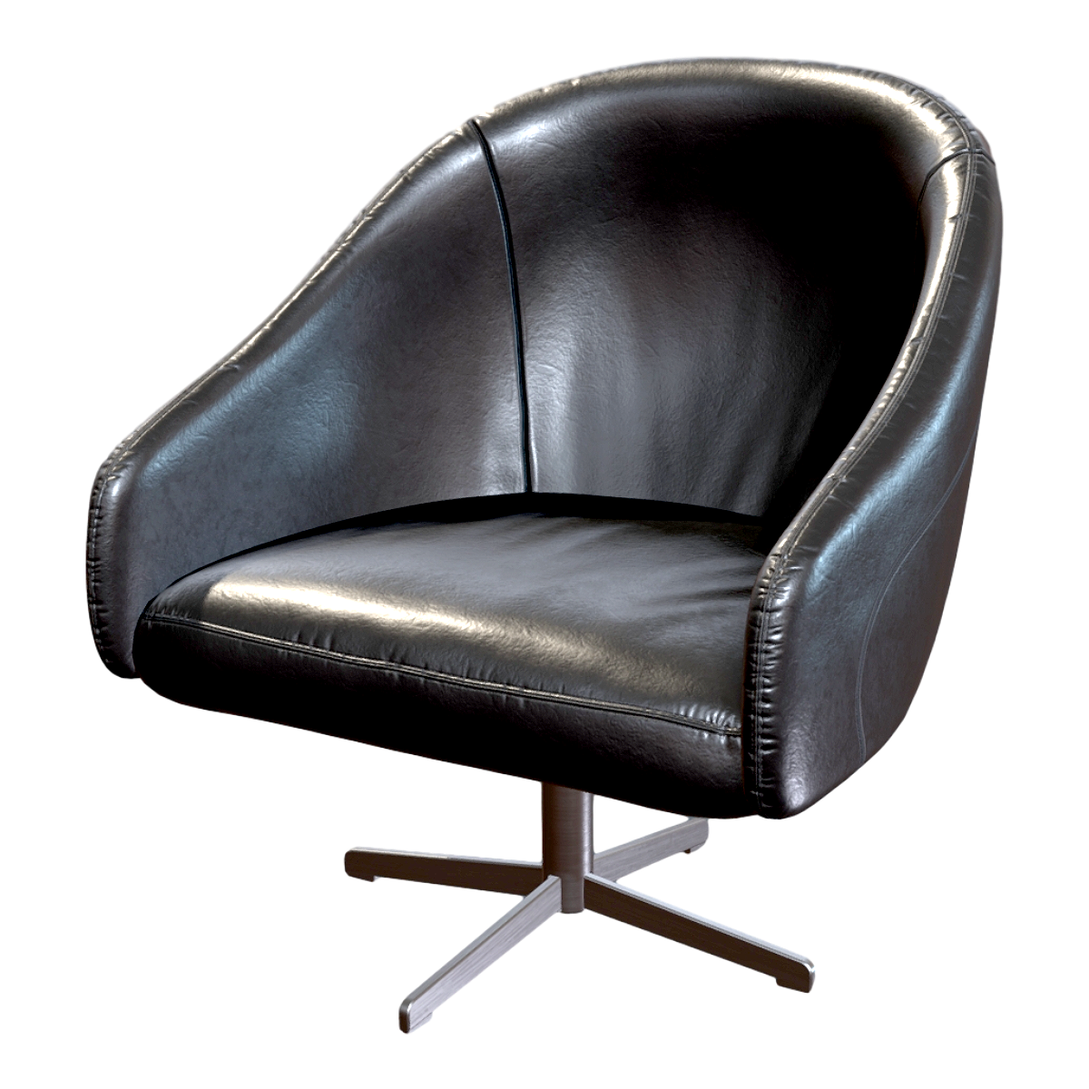 Russell Armchair Italian Swivel Casual Chair-Leather Black