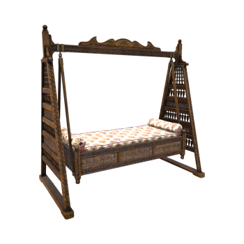 European-style Floor-standing Solid Wooden Swing Bed