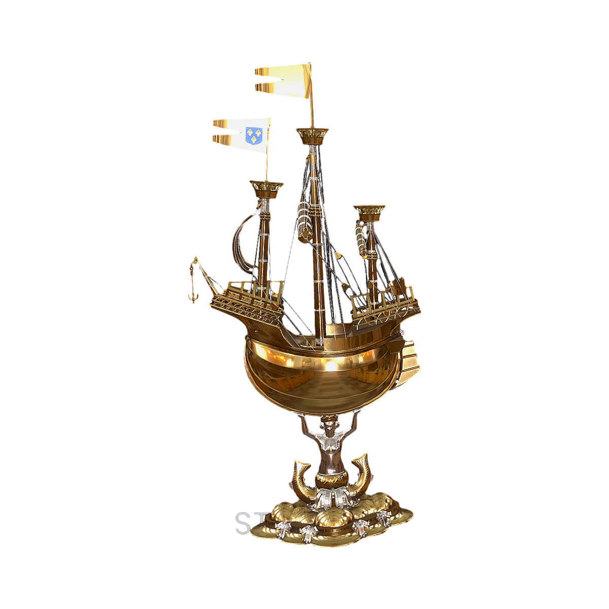 European-style desktop gold sailboat ornaments