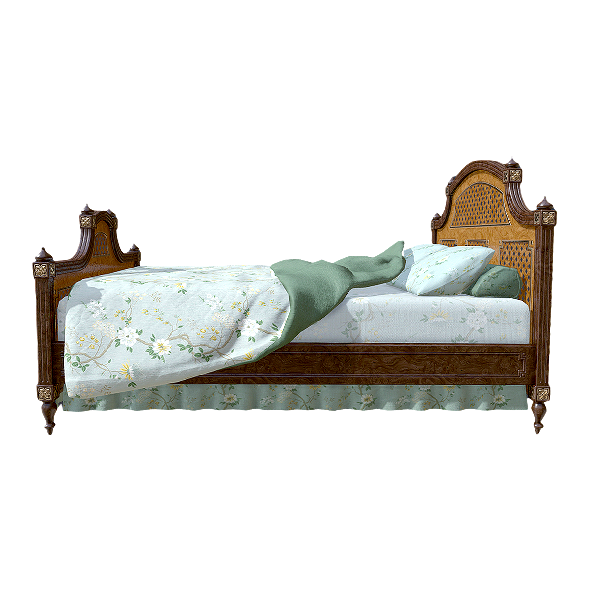 American Style Solid Wood Classical Double Bed Retro Bed