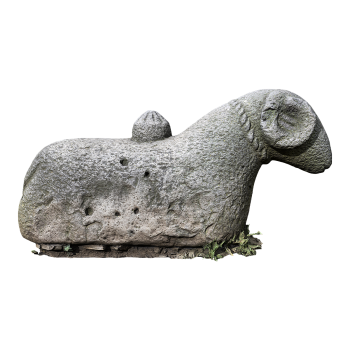 Stone carving of a ram at the Tbilisi Ethnographic Museum
