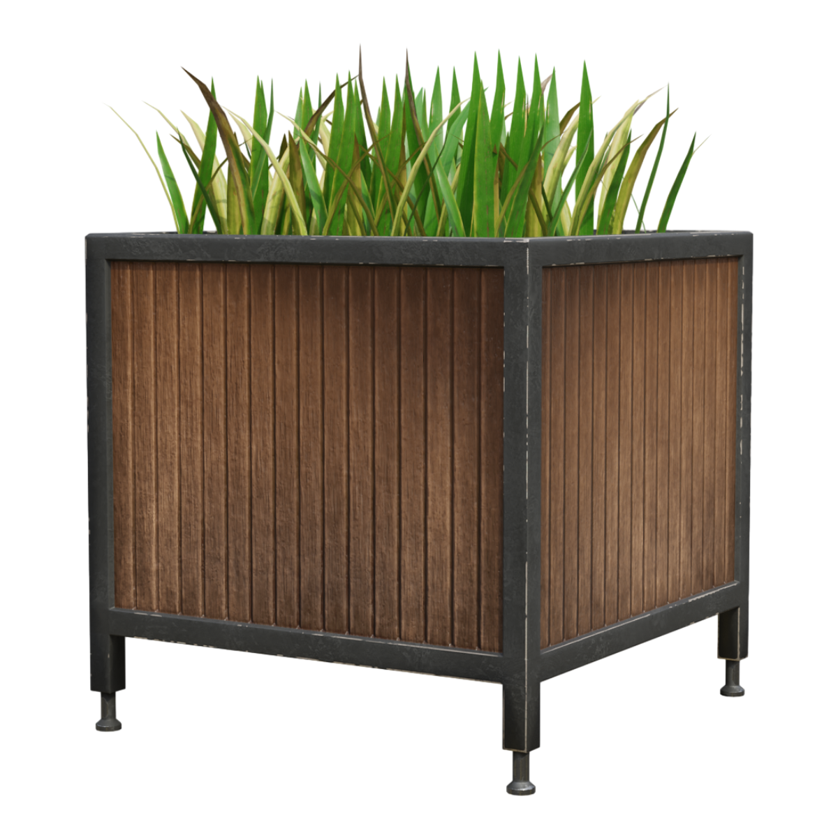 Outdoor courtyard iron flower pot container, floor standing large pot, bonsai plant, wooden flower box