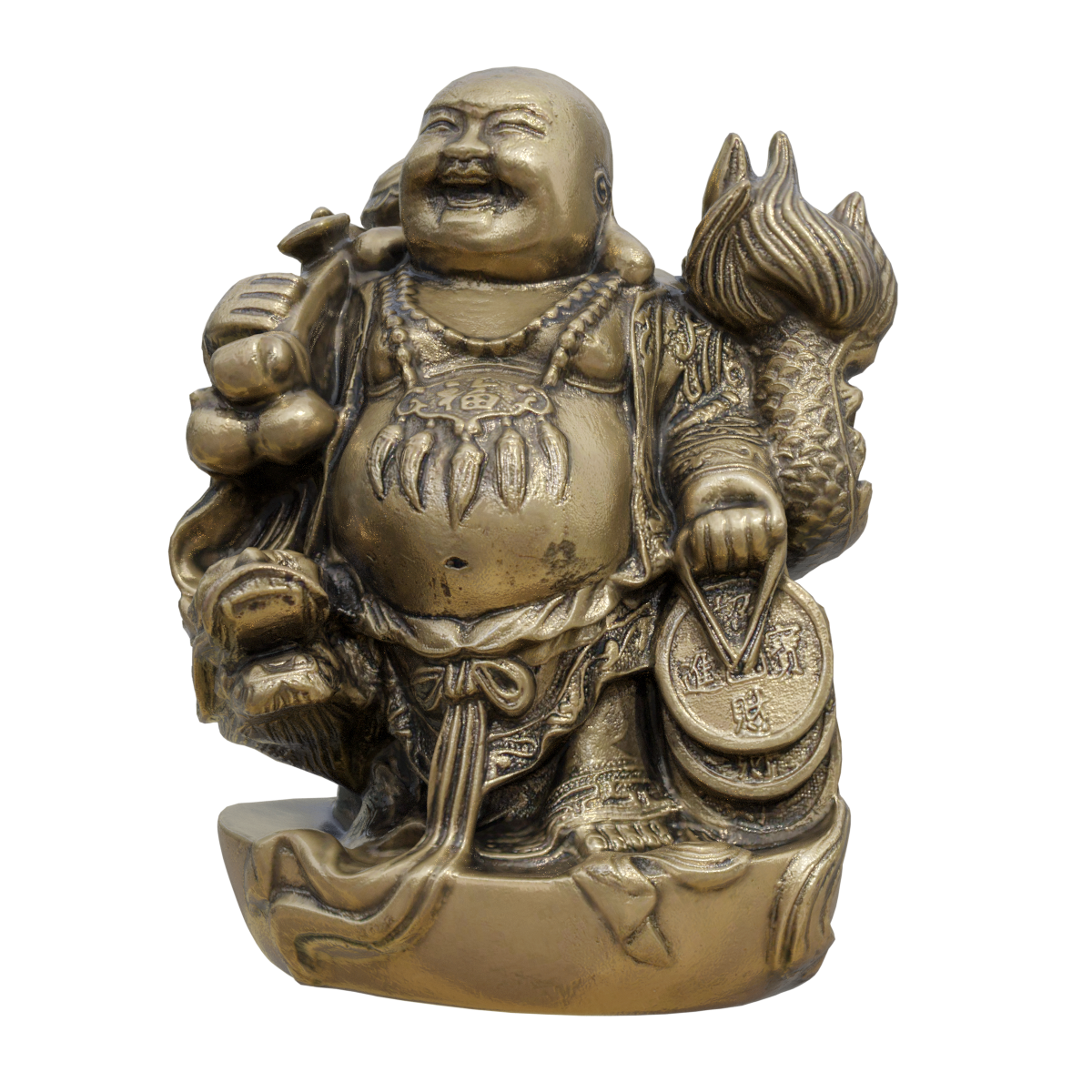 Maitreya Buddha Pure Copper Buddha Statue Ornament Gold Bag Laughing Face Buddha Bag Monk