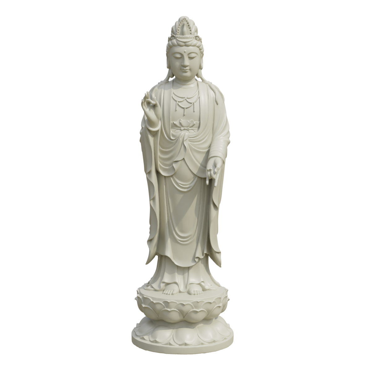 Nanhai Guanyin Bodhisattva Buddha Statue Standing Statue Guanyin Bodhisattva Dehua White Porcelain