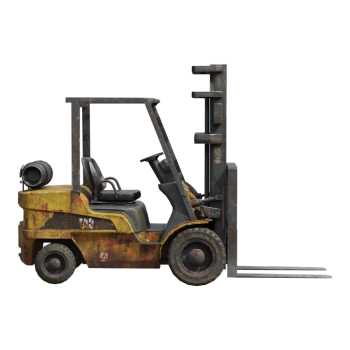 Realistic dilapidated forklift, construction vehicle, factory handling vehicle