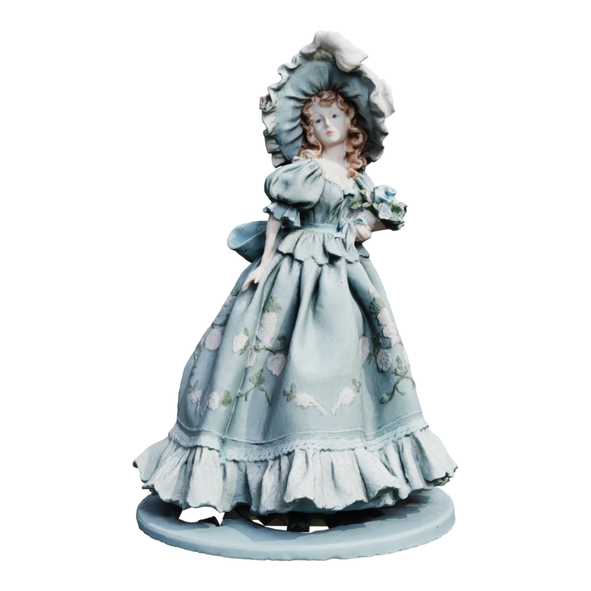 European style blue dress porcelain doll sculpture ornament dress girl