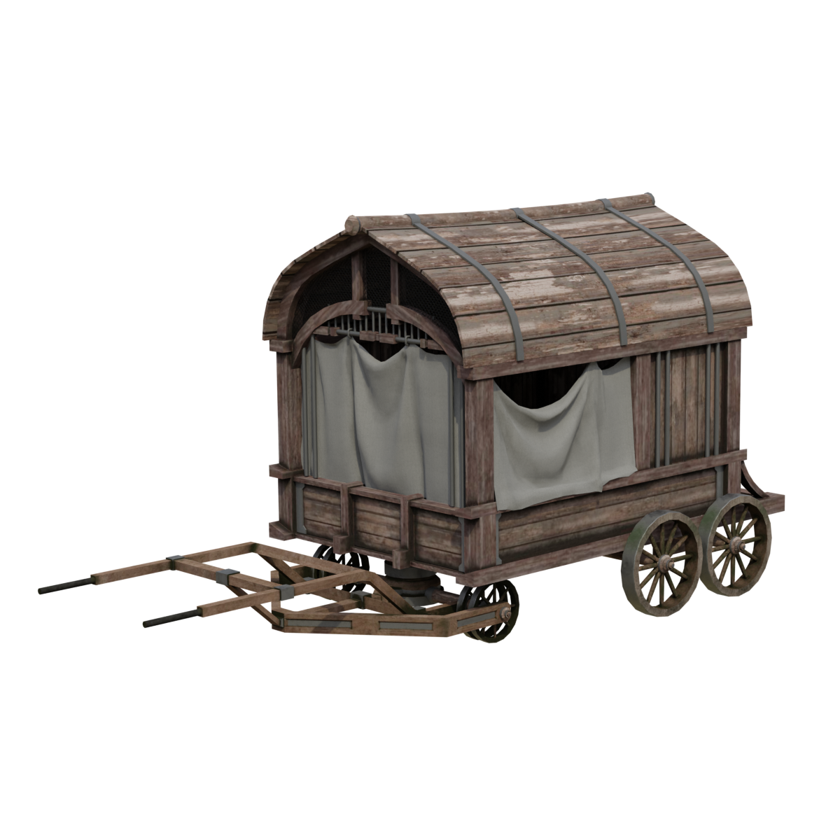 Ancient solid wood carriage frame