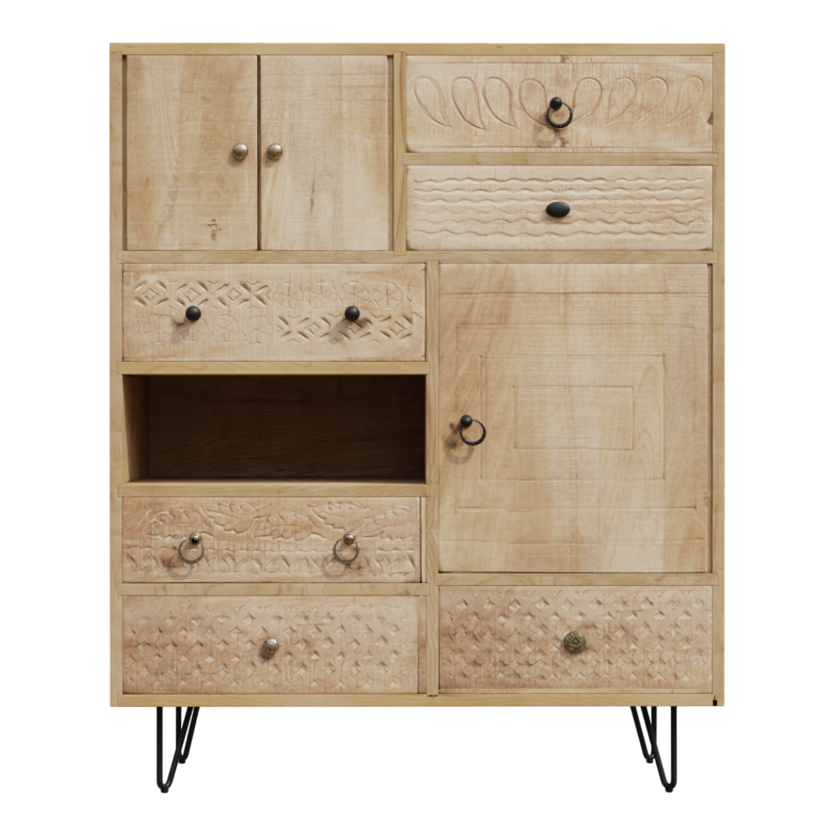 Solid wood bucket cabinet, Moroccan storage cabinet, vintage antique carved bucket cabinet