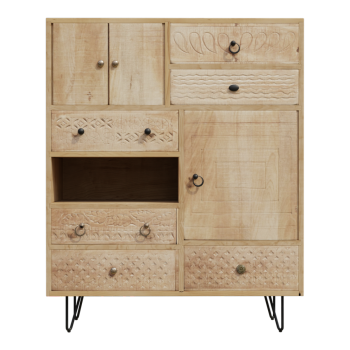 Solid wood bucket cabinet, Moroccan storage cabinet, vintage antique carved bucket cabinet