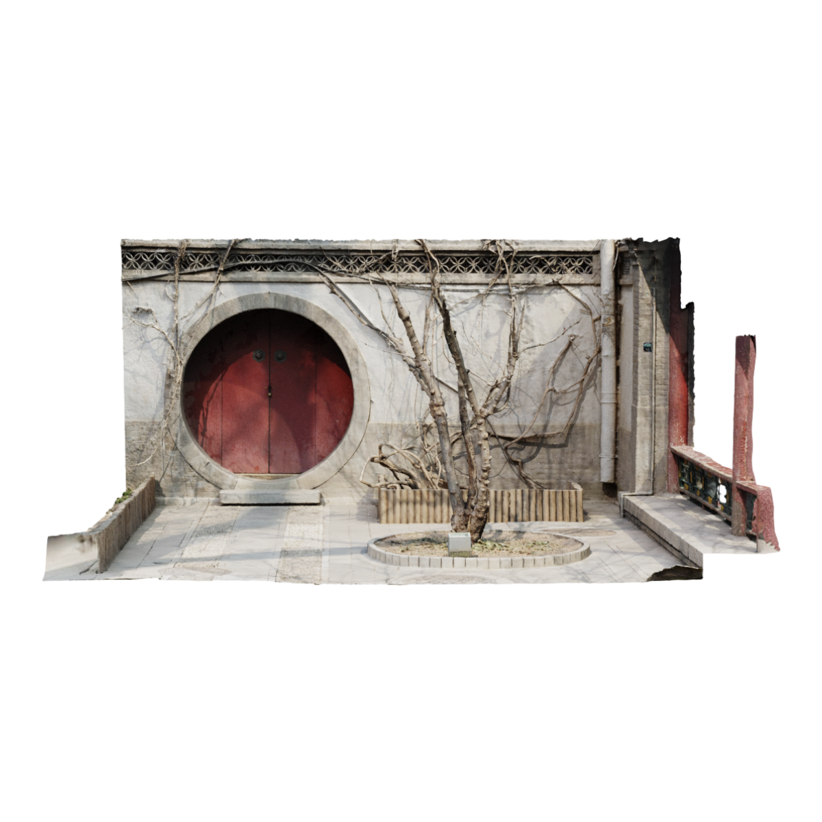 Photogrammetry of the courtyard in front of the moon lit archway of the Prince Gong's Mansion