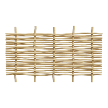 The woven wooden fence of the natural wood colored farm
