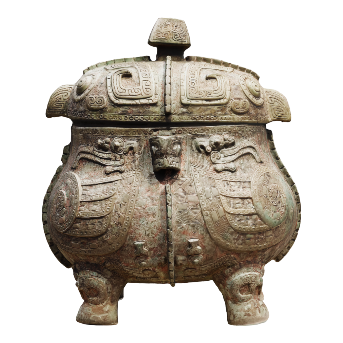 Chinese antique bronze wine vessel owl jar