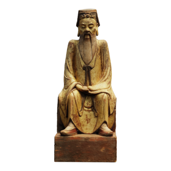 Qing Dynasty gilded wooden carved Taoist seated statue