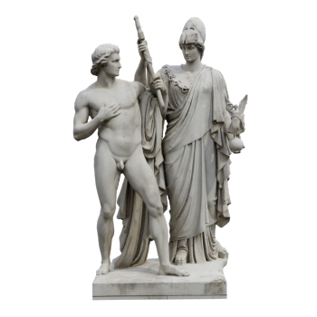 One of the eight marble statues decorating the sides of the castle in the city center of Berlin