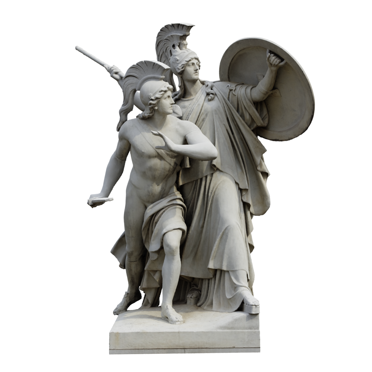 One of the eight marble statues decorating the sides of the castle in the city center of Berlin