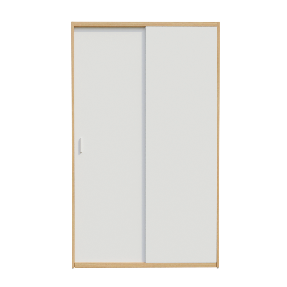 Modern minimalist solid wood double door sliding wardrobe, single wardrobe