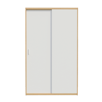 Modern minimalist solid wood double door sliding wardrobe, single wardrobe