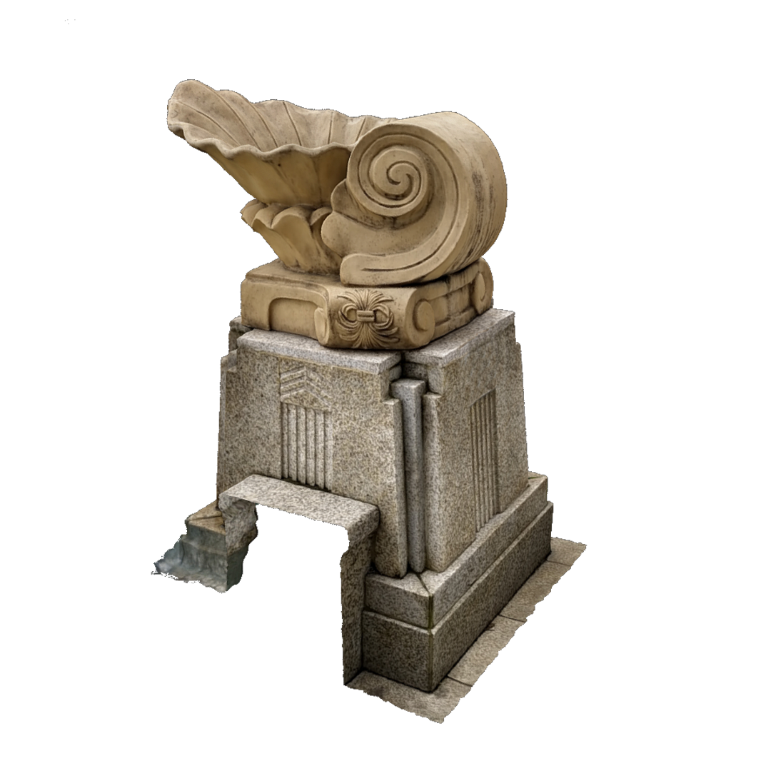 Photogrammetry of Stone Conch Sculptures in Urban Fountain Components