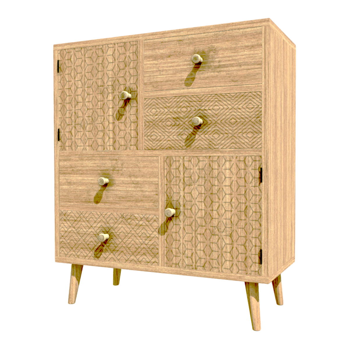 Modern Minimalist Oak All Solid Wood Four-bucket Two-door Bucket Cabinet