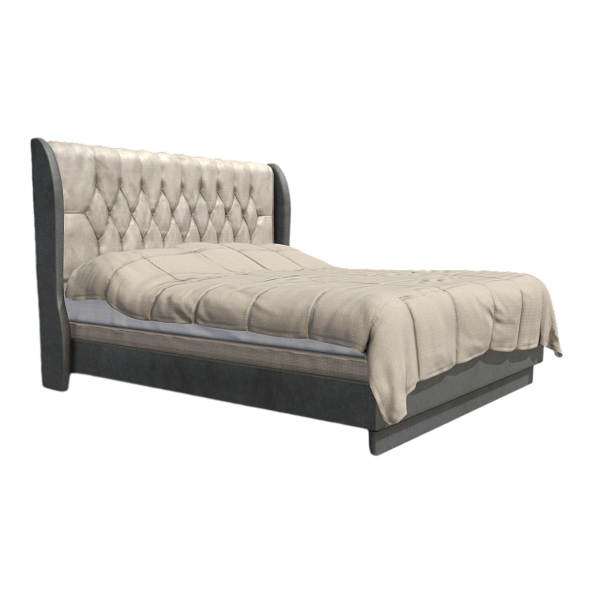 Nordic Solid Wood Leather Double Bed