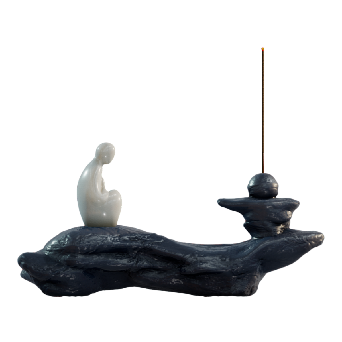 Guofeng marble monk sculpture incense burner