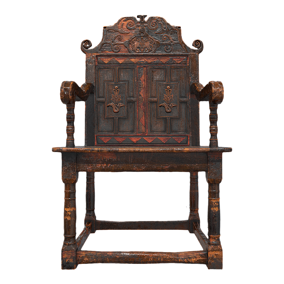 16th Century Gothic Redwood Carved Chair