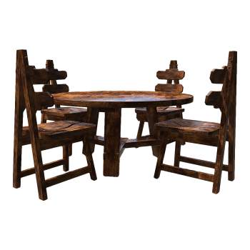 Nineteenth Century Dutch Fauvism Dining Table and Chair suit