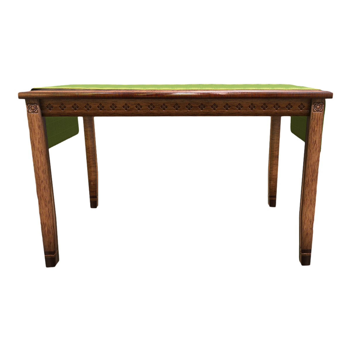 Classical English Solid Wood Dining Table with Gold Embroidered Tablecloth