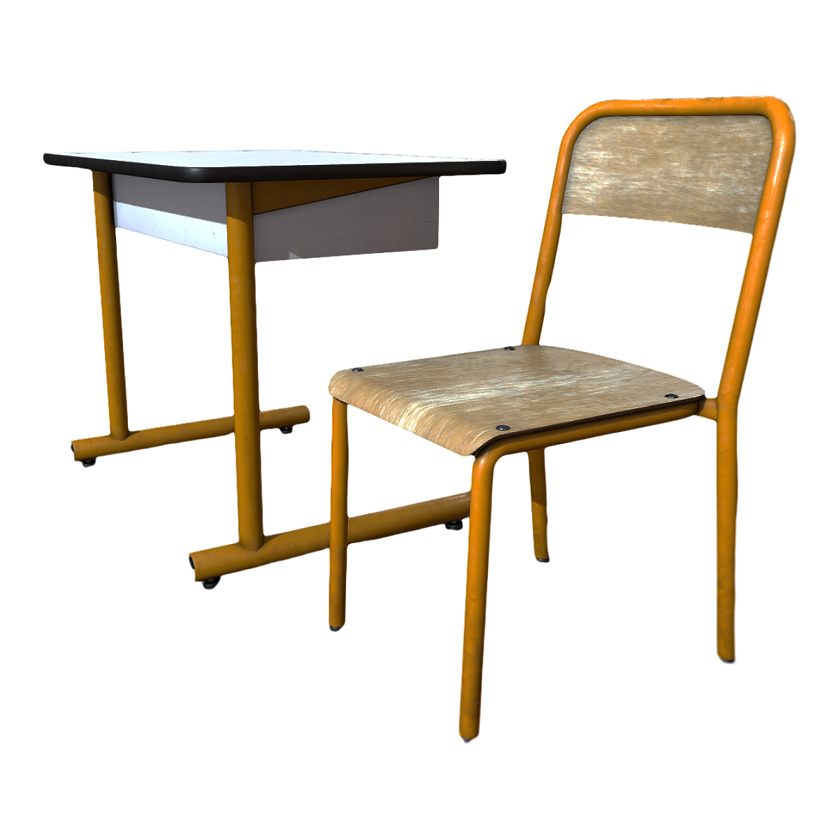 Old-fashioned campus solid wood desk seat kit