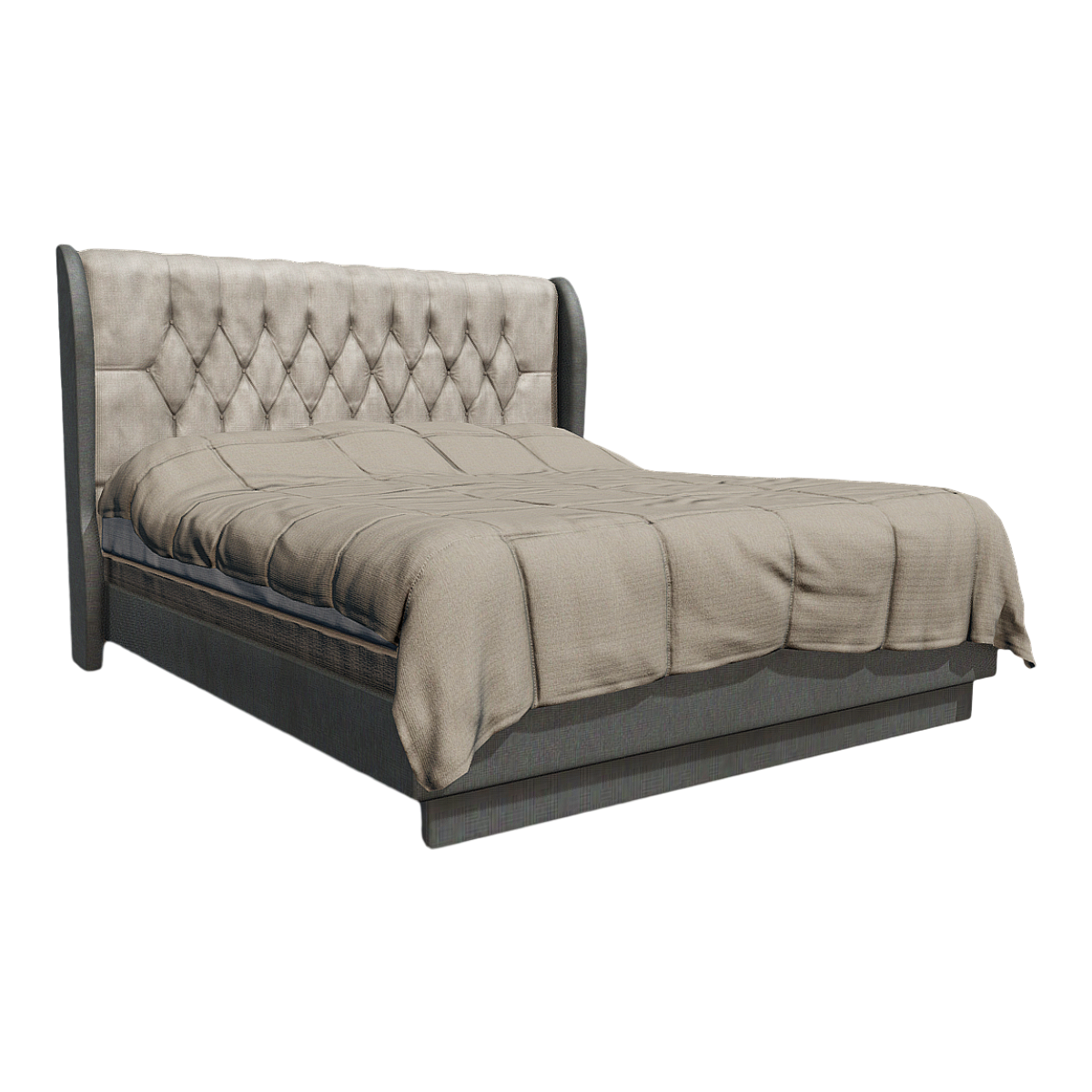 Western European Wooden Cotton Bedroom Double Bed