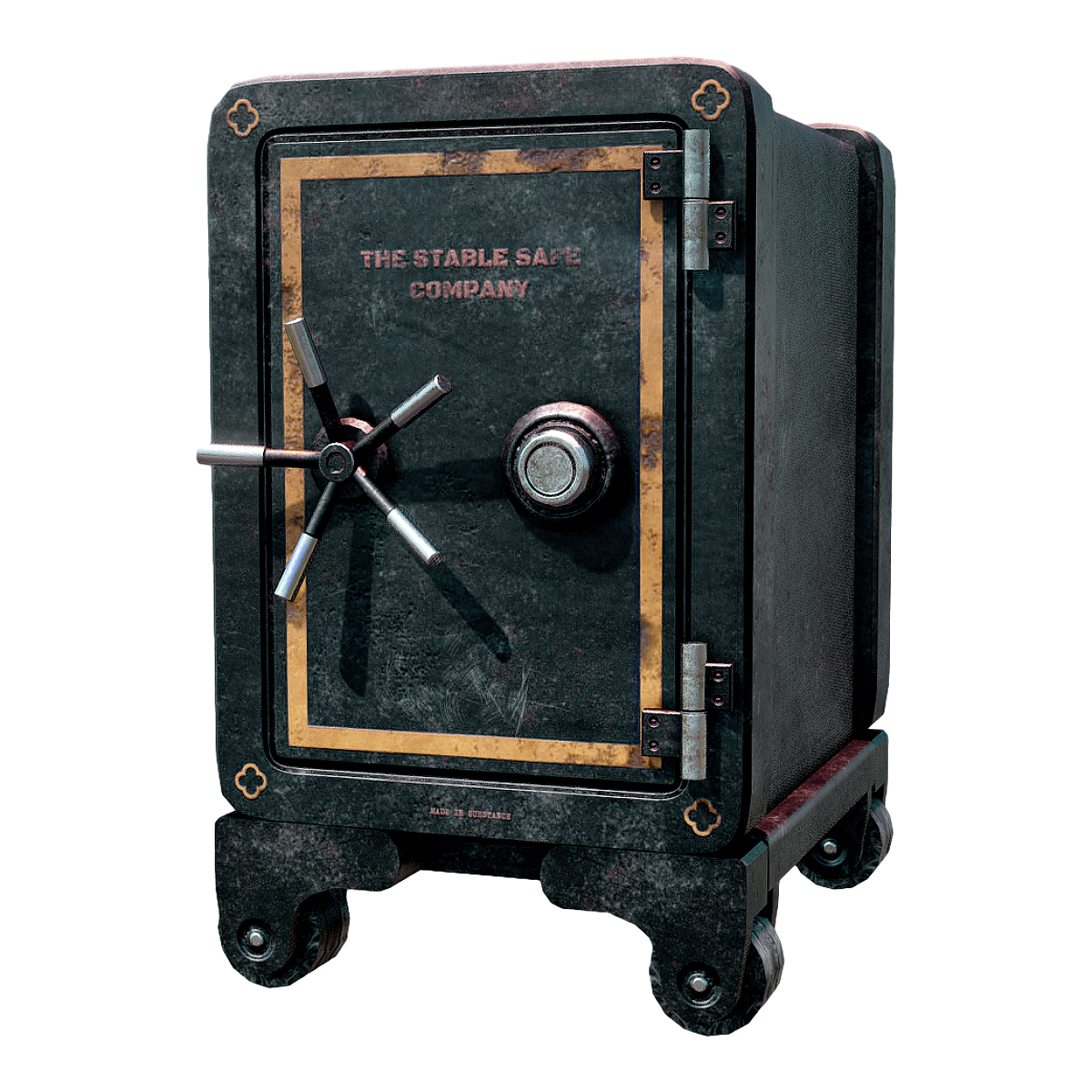 Antique 20th Century Iron Small Safe Cabinet