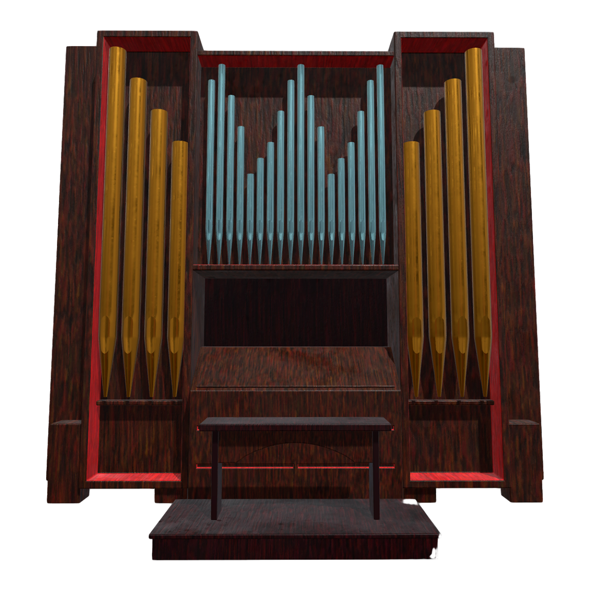 Church Vintage Large Wooden Pipe Organ