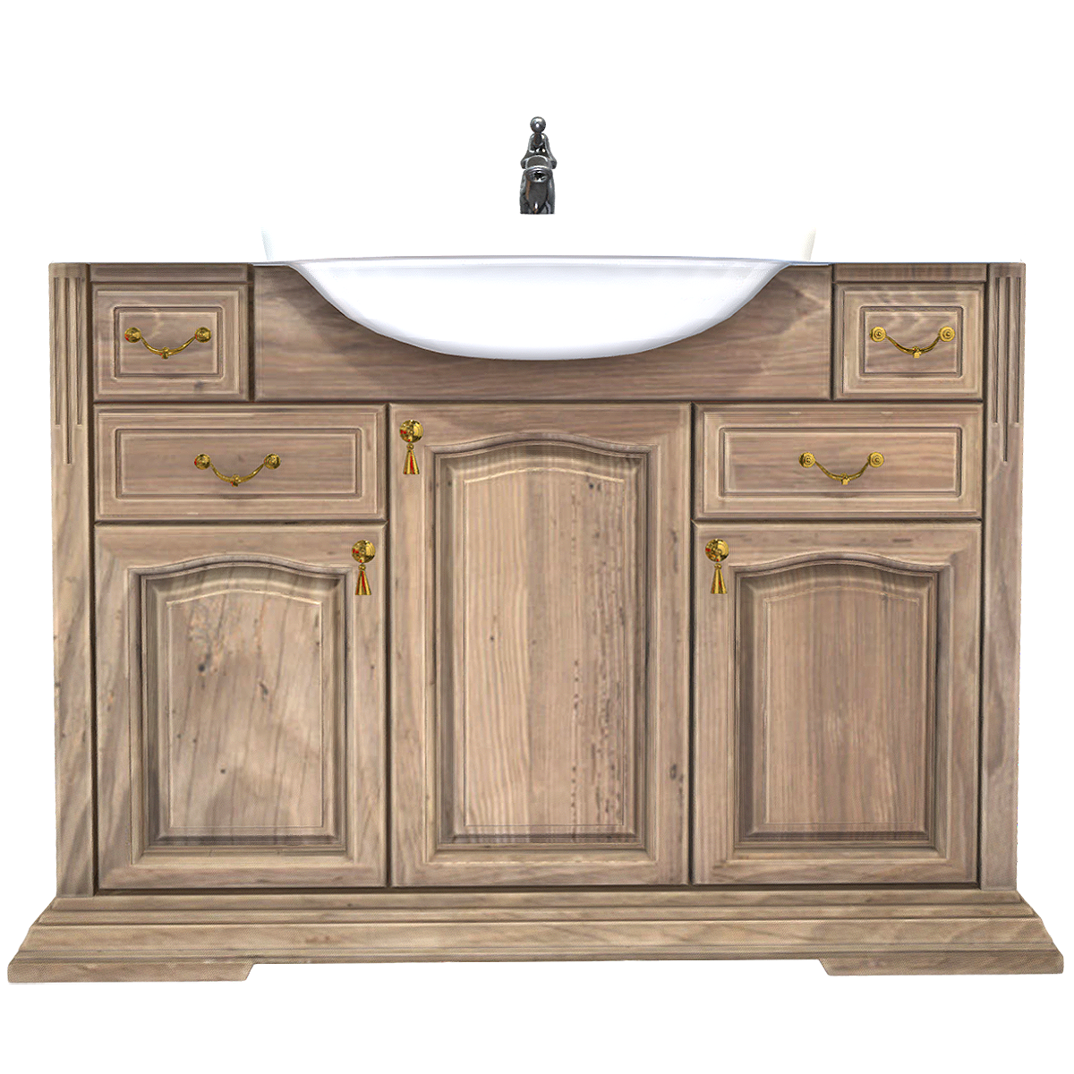 European Style Bathroom Waterproof Ash Wood Bathroom Cabinet
