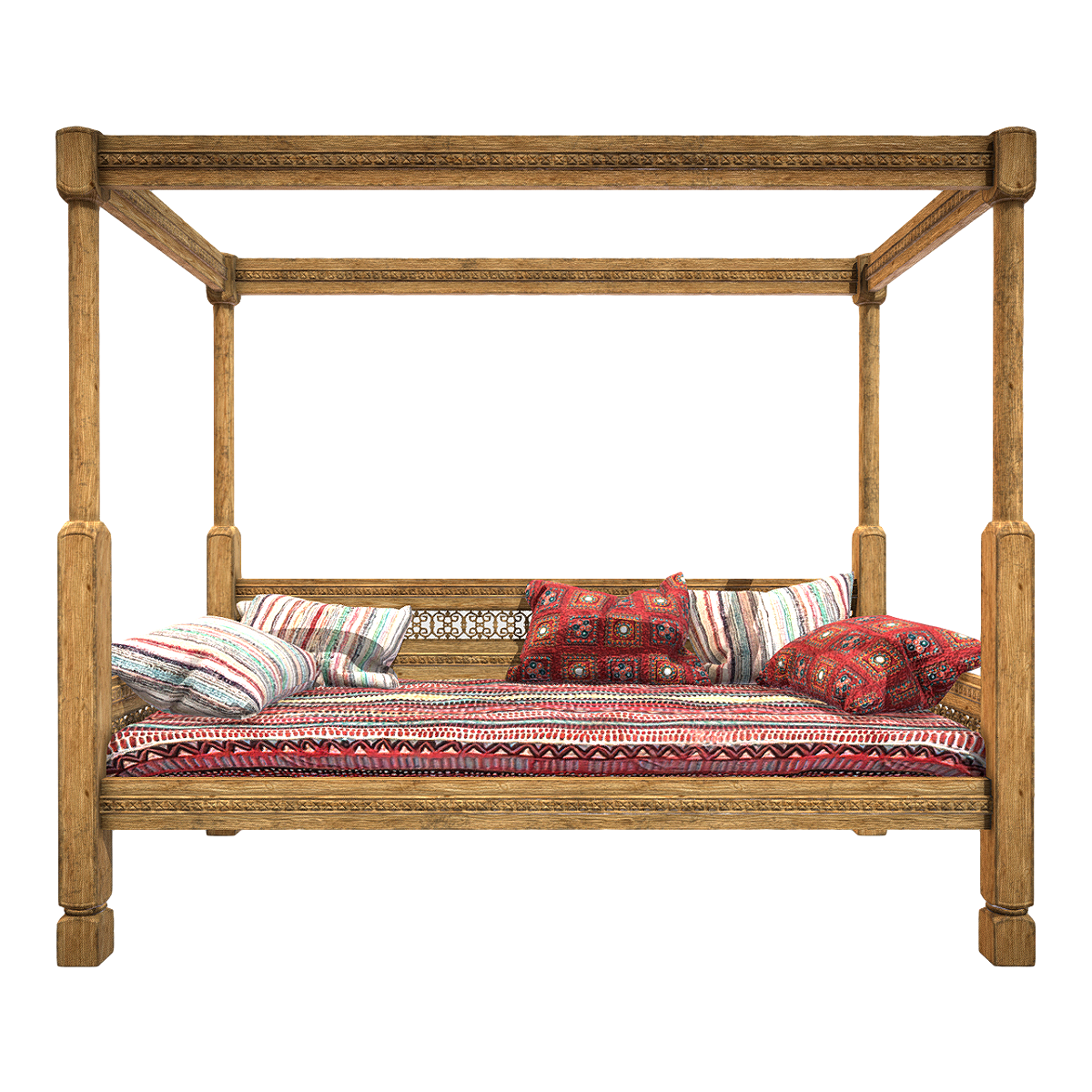 Indian Oak Single Shelf Bed