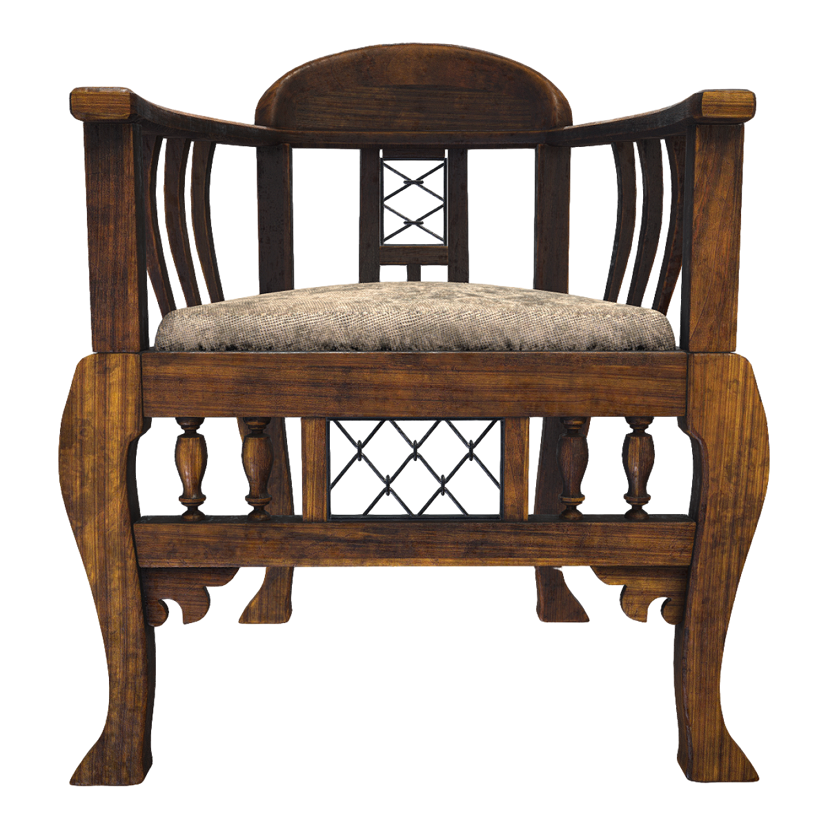 Chinese antique mahogany ring back cushion chair