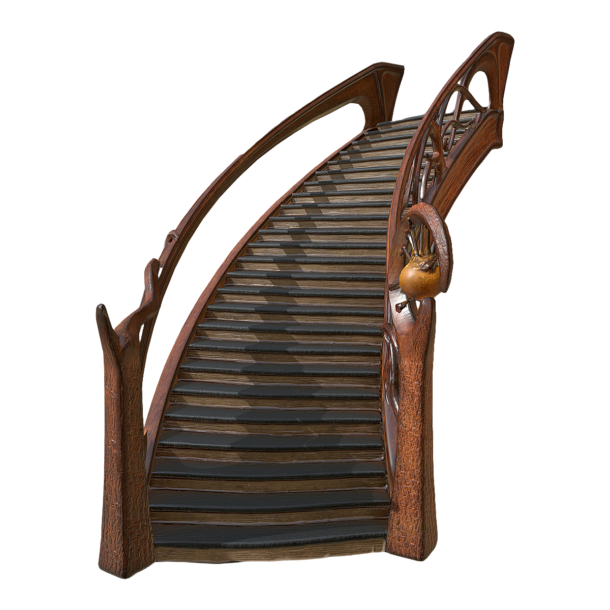 Fantasy Style Black Pine Revolving Stairs